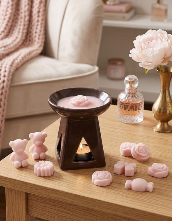 Coffret : Brûle-parfum marron & Fondants parfumés