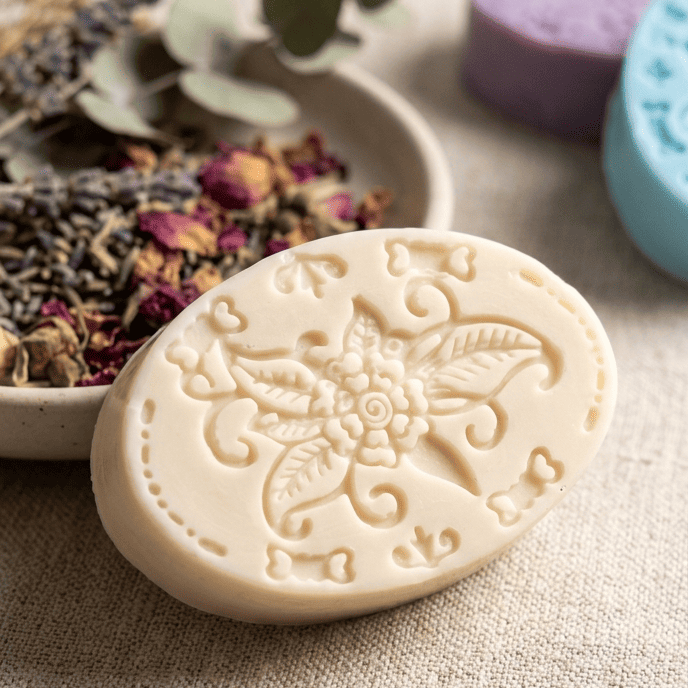 Savon personnalisé avec fleurs séchées et couleur au choix