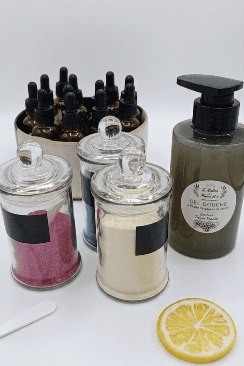Gel douche personnalisé mis en flacon en fin d'atelier