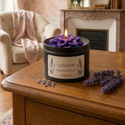 Bougie parfumée Lavande de garrigue, cire de soja, boîte métal
