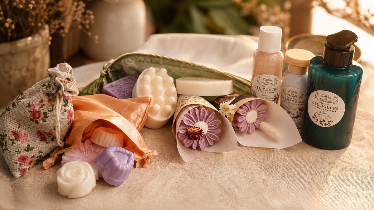 Savons et gel douche artisanaux de l'atelier